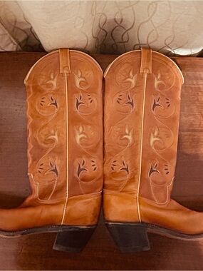 1970’s ACME Tan Brown Tall Shaft Leather Western Cowboy Boots